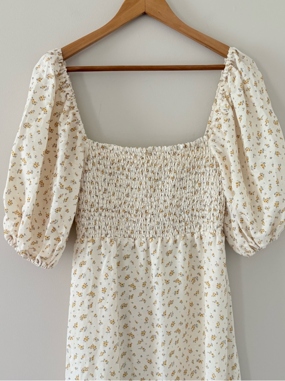 Emerson Fry Santiago Maxi Dress Anne Flowers Gold Linen Puff Sleeves Size M - Picture 11 of 14